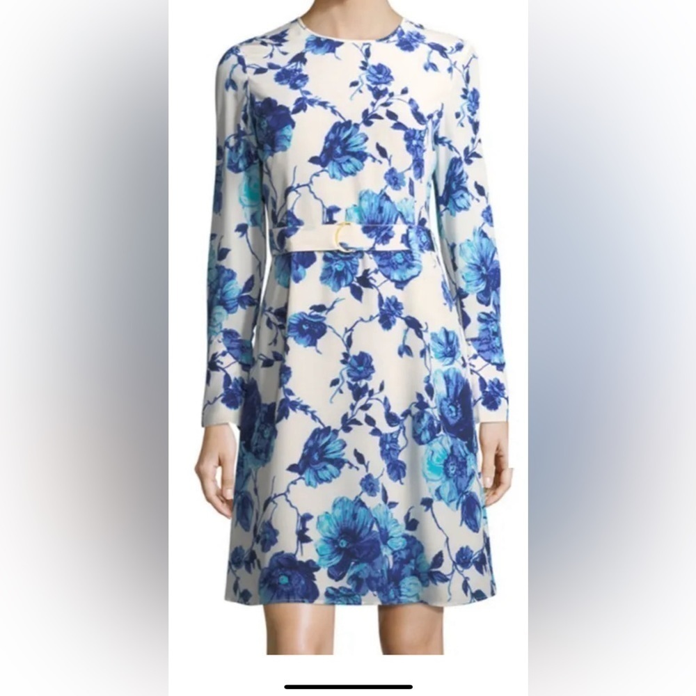 Tory Burch Giovanna Long Sleeve Floral Silk Dress